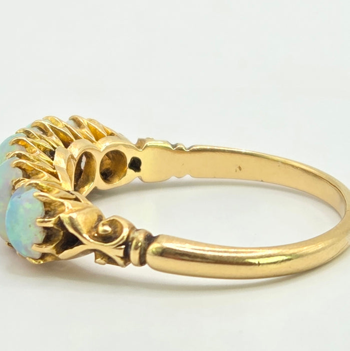 Vintage: 18ct Yellow Gold Five Stone Opal Dress Ring — 1.47ct