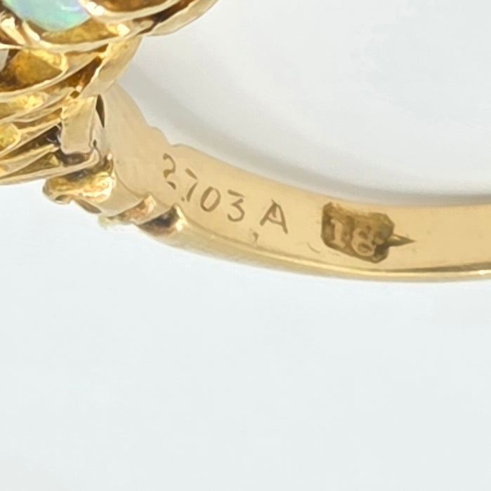 Vintage: 18ct Yellow Gold Five Stone Opal Dress Ring — 1.47ct
