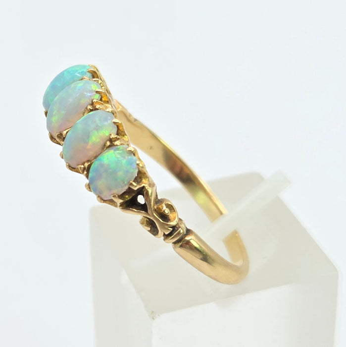 Vintage: 18ct Yellow Gold Five Stone Opal Dress Ring — 1.47ct