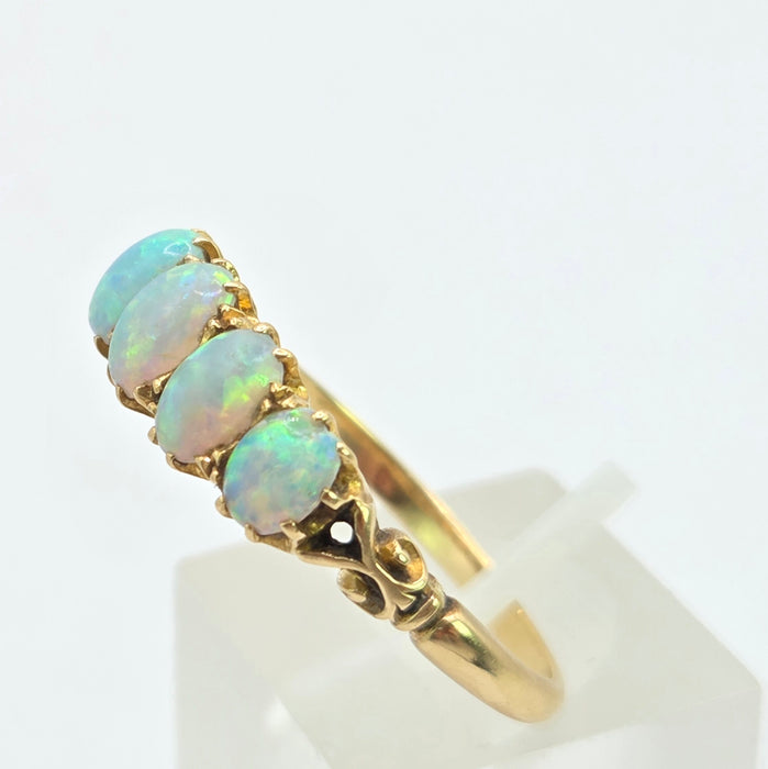 Vintage: 18ct Yellow Gold Five Stone Opal Dress Ring — 1.47ct