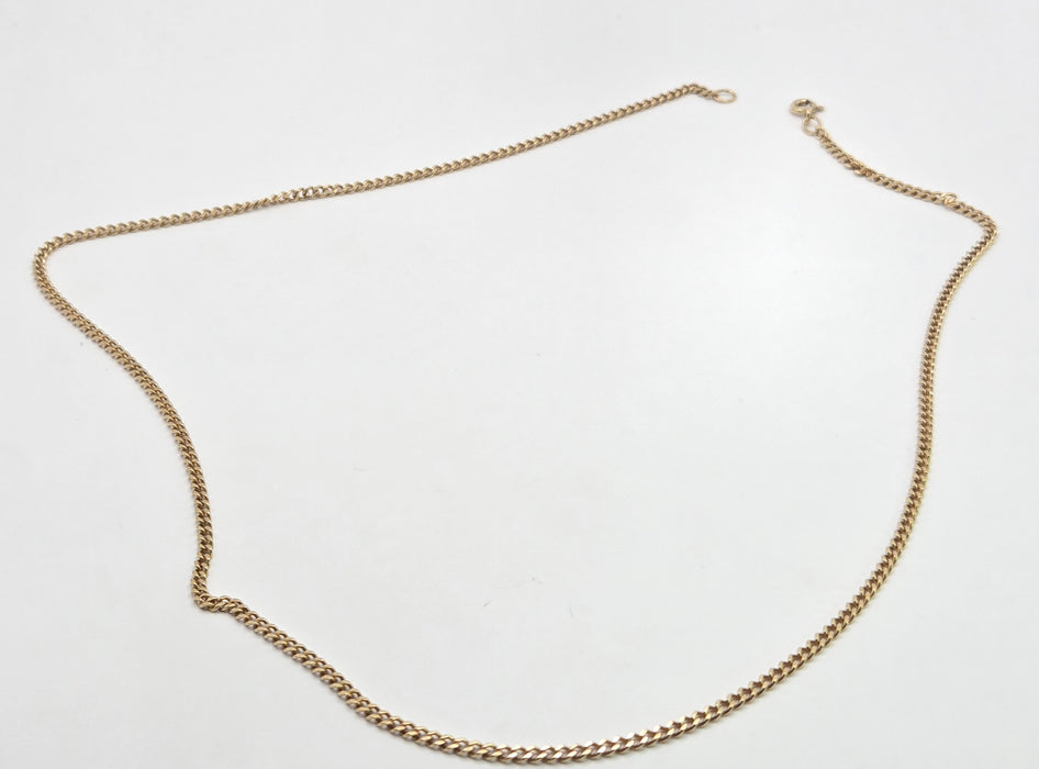 Vintage: 9ct Yellow Gold Sapphire & Diamond Flattened Curb Chain Necklace