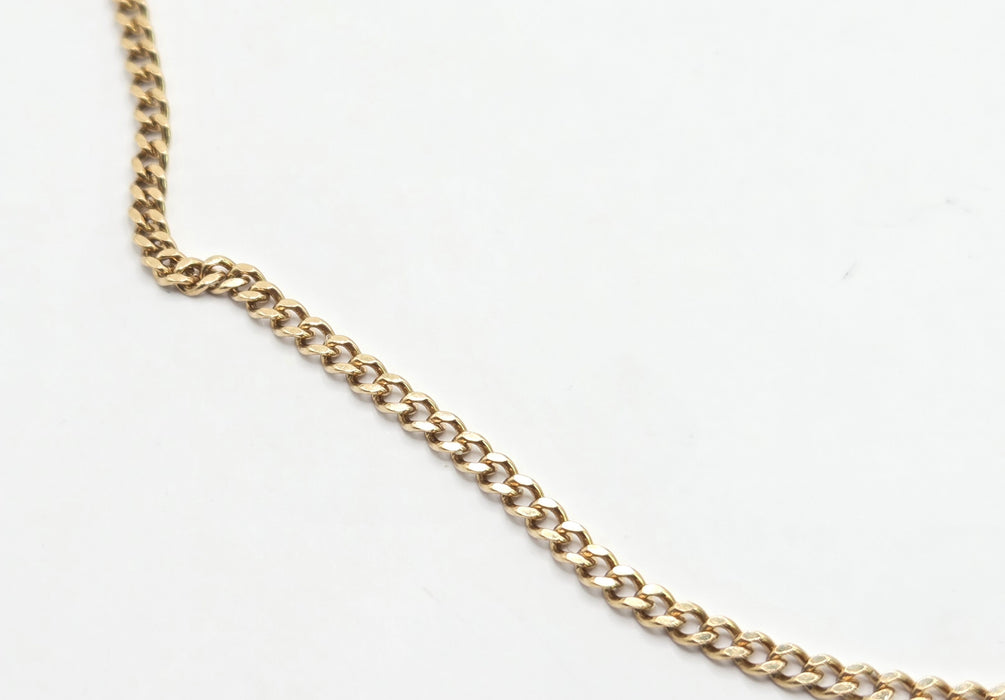 Vintage: 9ct Yellow Gold Sapphire & Diamond Flattened Curb Chain Necklace