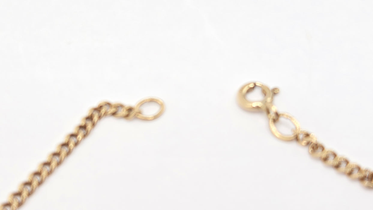 Vintage: 9ct Yellow Gold Sapphire & Diamond Flattened Curb Chain Necklace