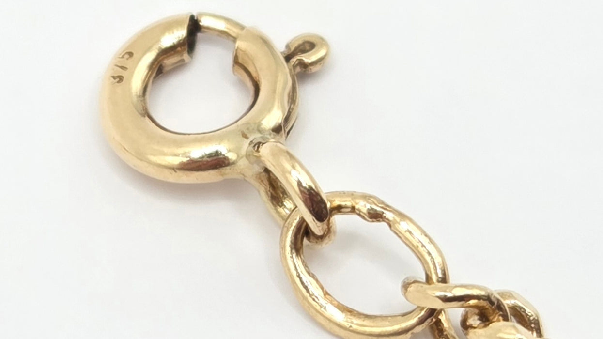 Vintage: 9ct Yellow Gold Sapphire & Diamond Flattened Curb Chain Necklace
