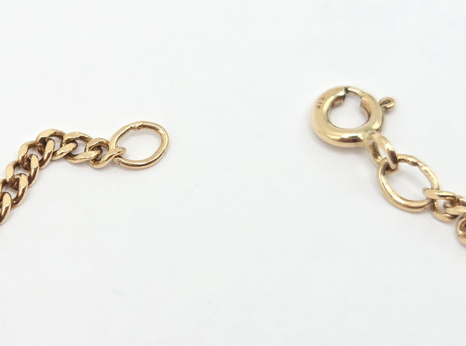 Vintage: 9ct Yellow Gold Sapphire & Diamond Flattened Curb Chain Necklace
