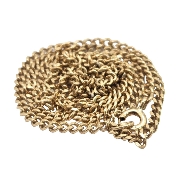 Vintage: 9ct Yellow Gold Sapphire & Diamond Flattened Curb Chain Necklace