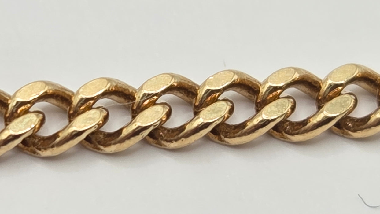 Vintage: 9ct Yellow Gold Sapphire & Diamond Flattened Curb Chain Necklace