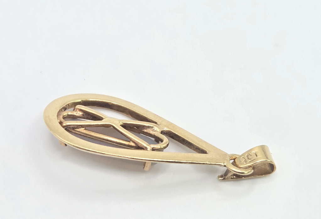 Vintage: 9ct Yellow Gold Opal Solitaire Pendant