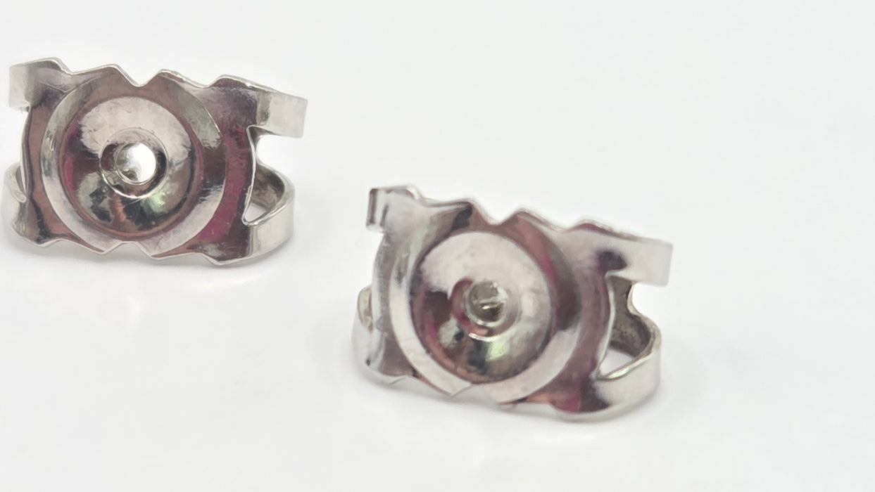 Vintage: 18ct White Gold Sapphire & Diamond Cluster Stud Earrings — From 1982