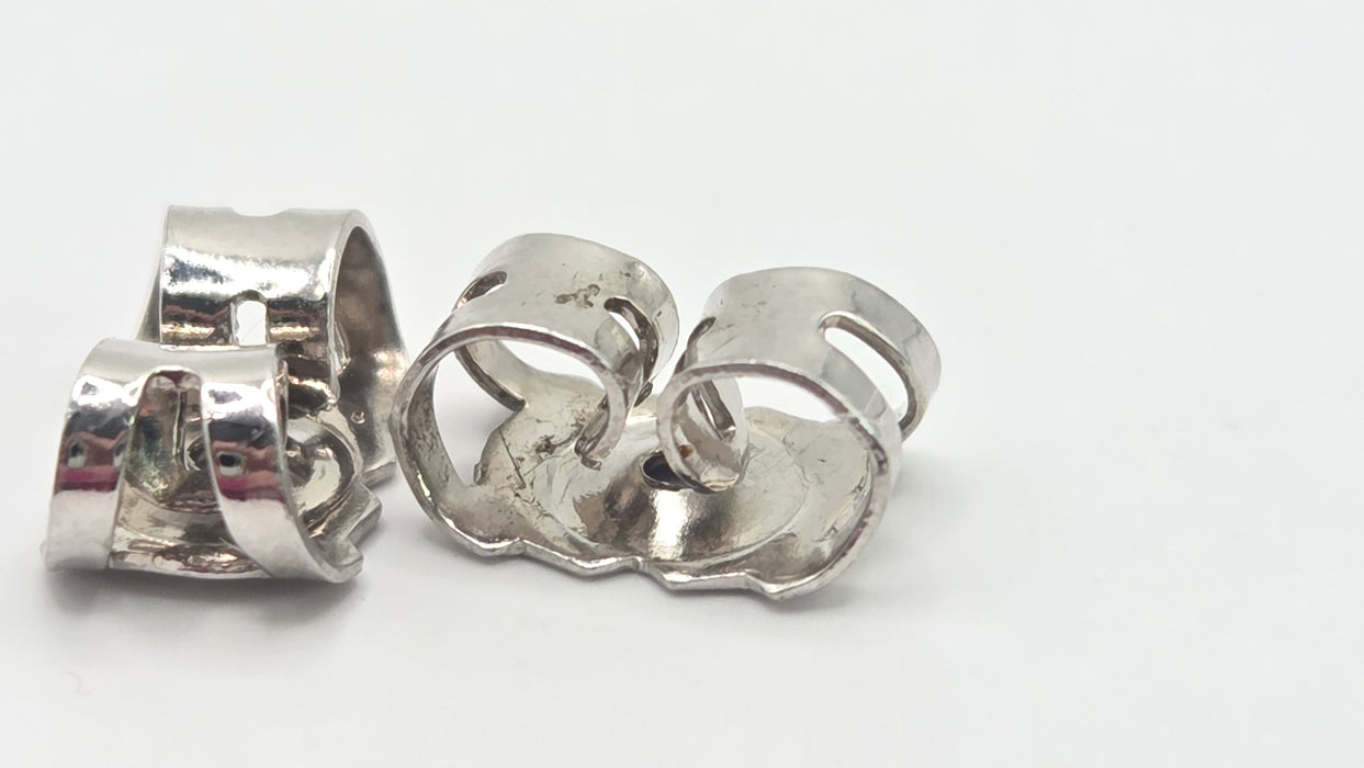 Vintage: 18ct White Gold Sapphire & Diamond Cluster Stud Earrings — From 1982