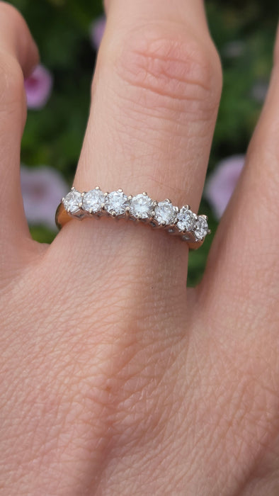 Vintage: 18ct Yellow Gold Seven Stone Diamond Half Hoop Ring — 1.00ct — From 1996