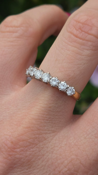 Vintage: 18ct Yellow Gold Seven Stone Diamond Half Hoop Ring — 1.00ct — From 1996