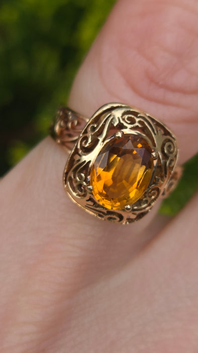 3071 Vintage: 14ct Yellow Gold Citrine Signet Ring