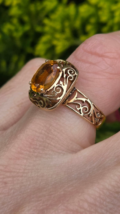 3071 Vintage: 14ct Yellow Gold Citrine Signet Ring