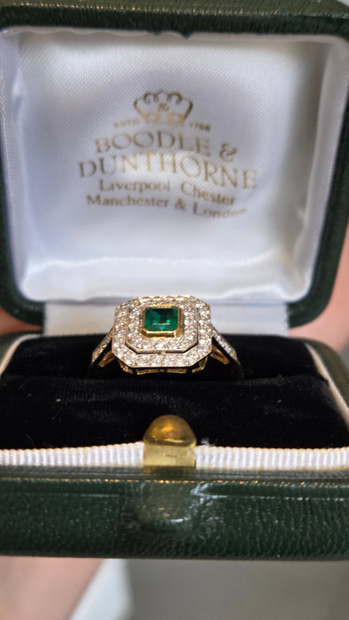 Boodles: Vintage 18ct Yellow Gold Emerald & Diamond Dress Ring — 0.50ct & 0.50ct — From 1989