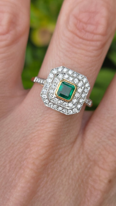 Boodles: Vintage 18ct Yellow Gold Emerald & Diamond Dress Ring — 0.50ct & 0.50ct — From 1989