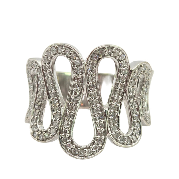 Vintage: 9ct White Gold 116 Natural Diamond Dress Ring