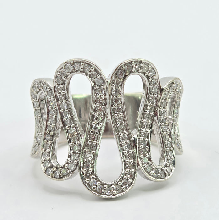 Vintage: 9ct White Gold 116 Natural Diamond Dress Ring