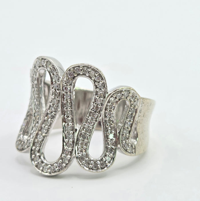 Vintage: 9ct White Gold 116 Natural Diamond Dress Ring