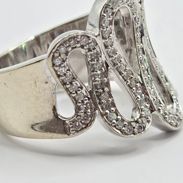 Vintage: 9ct White Gold 116 Natural Diamond Dress Ring