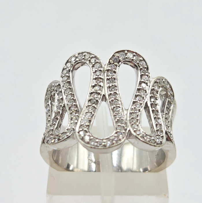 Vintage: 9ct White Gold 116 Natural Diamond Dress Ring