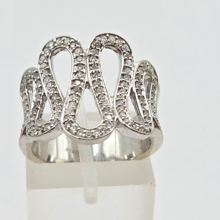 Vintage: 9ct White Gold 116 Natural Diamond Dress Ring
