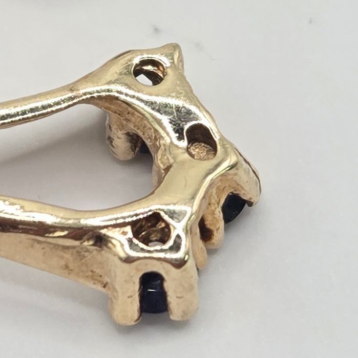 Vintage: 9ct Yellow Gold Blue Sapphire Drop Stud Earrings — From 1992