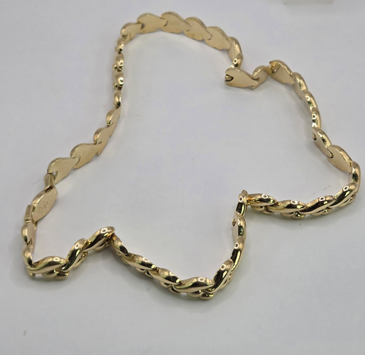 Vintage: 14ct Yellow Gold Italian Leaf-Link Necklace by Favori