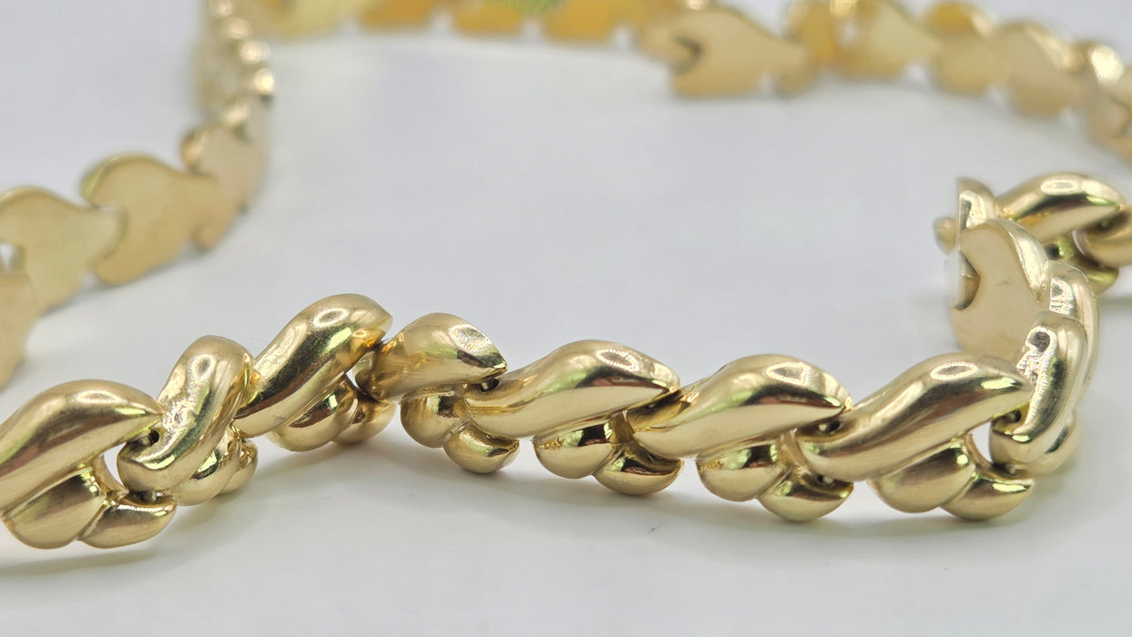 Vintage: 14ct Yellow Gold Italian Leaf-Link Necklace by Favori