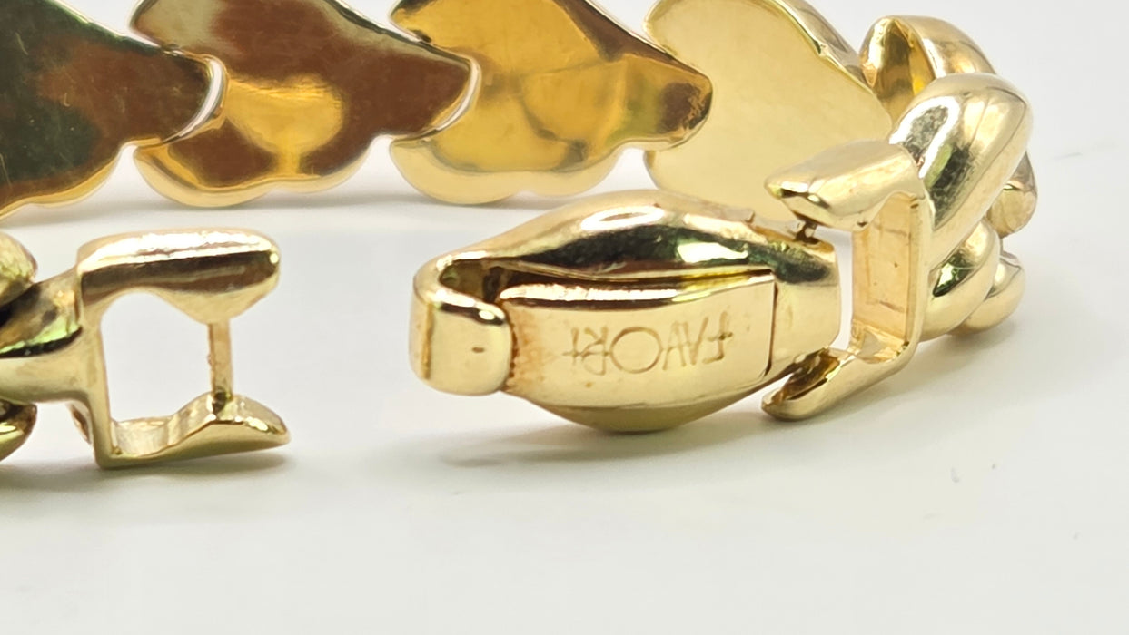 Vintage: 14ct Yellow Gold Italian Leaf-Link Bracelet