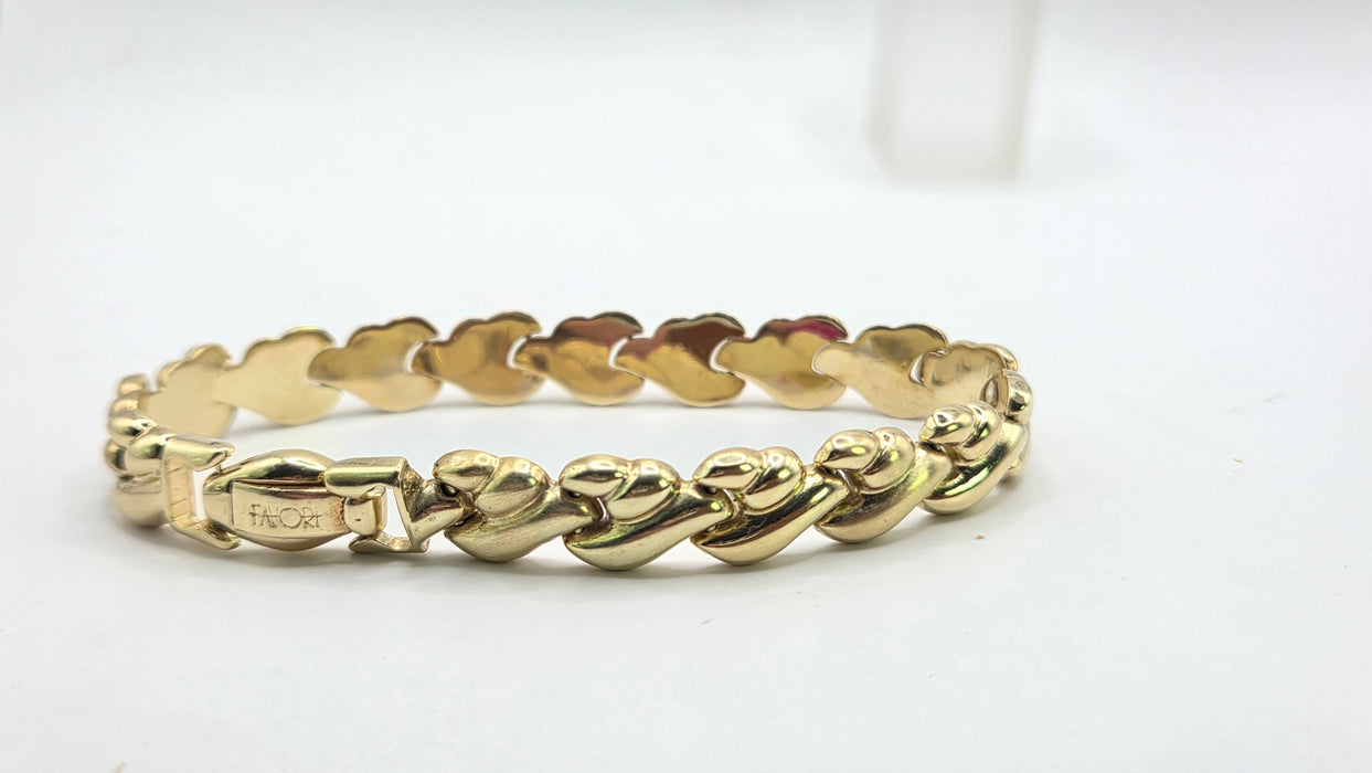 Vintage: 14ct Yellow Gold Italian Leaf-Link Bracelet
