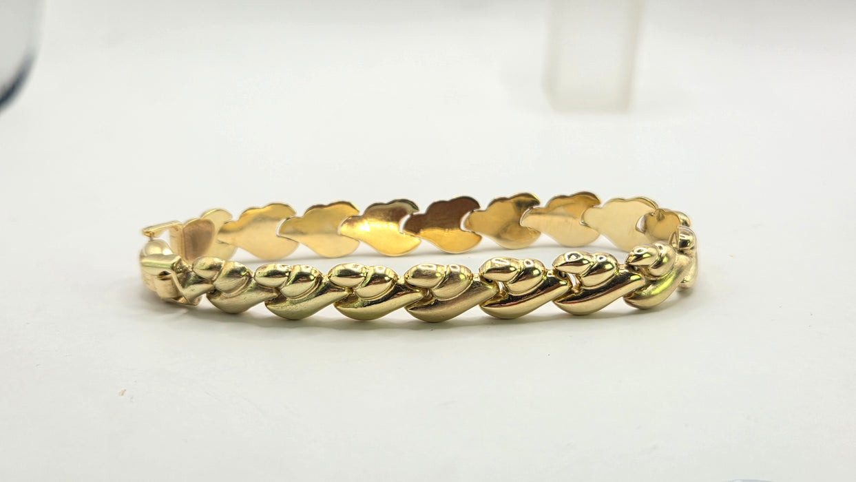 Vintage: 14ct Yellow Gold Italian Leaf-Link Bracelet
