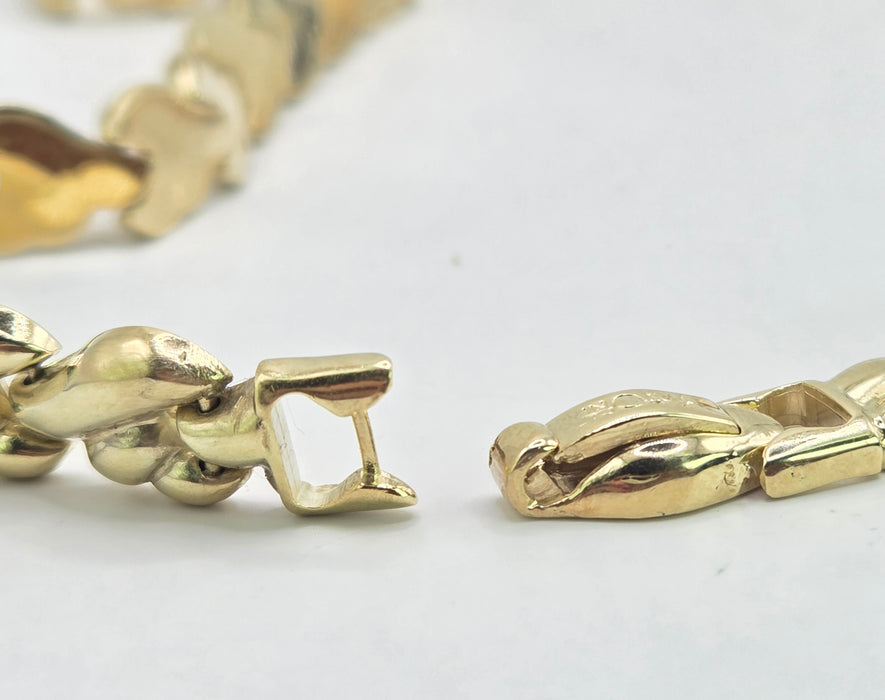 Vintage: 14ct Yellow Gold Italian Leaf-Link Necklace by Favori