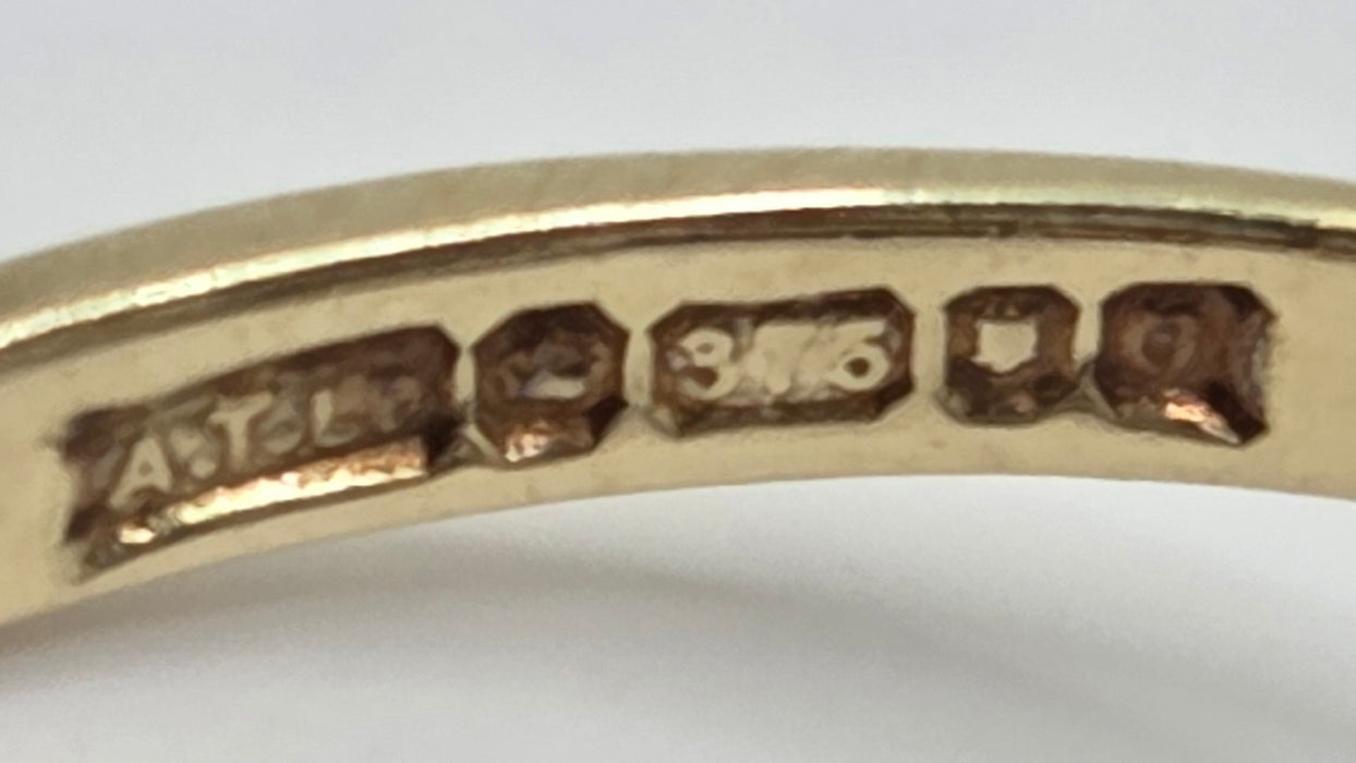 Vintage: 9ct Yellow Gold Blue Topaz & Diamond Cluster Ring — From 1975