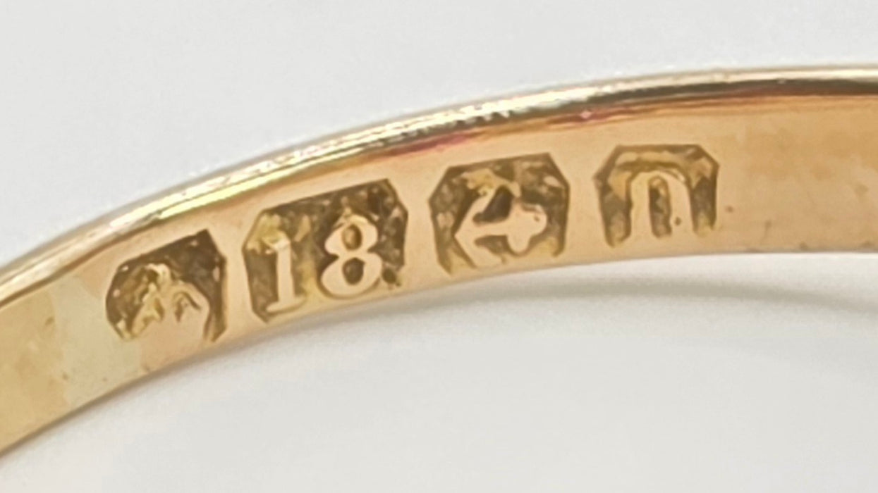 Antique: 18ct Yellow Gold Ruby & Diamond Boat-Head Ring — From 1912