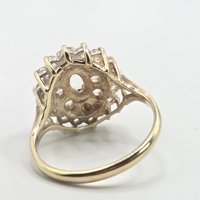 Vintage: 9ct Yellow Gold White Topaz Cluster Ring — From 1975