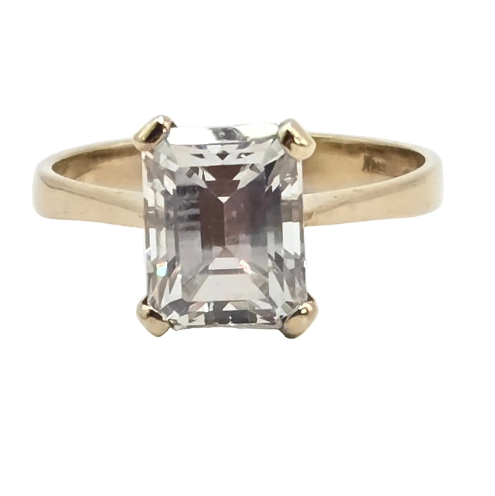 Vintage: 9ct Yellow Gold Goshenite Solitaire Ring — From 1986