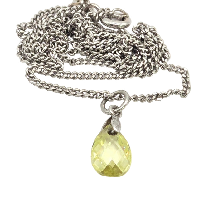 Vintage: 9ct White Gold Peridot Pendant and Chain