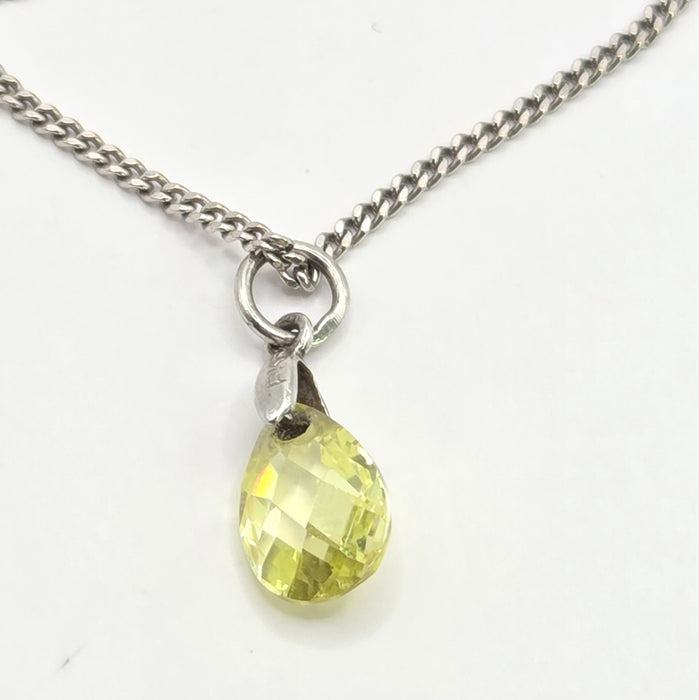 Vintage: 9ct White Gold Peridot Pendant and Chain