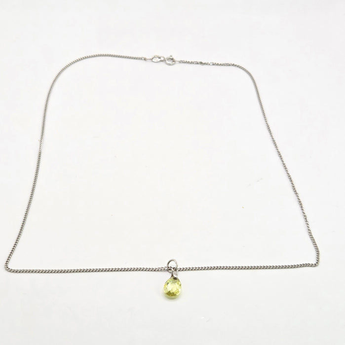 Vintage: 9ct White Gold Peridot Pendant and Chain