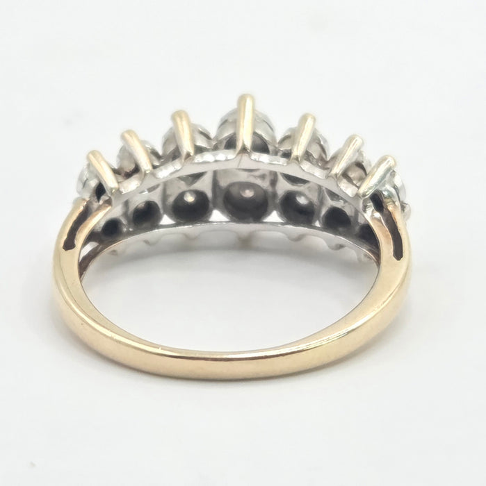 Vintage: 9ct Yellow Gold Twin Row Diamond Ring