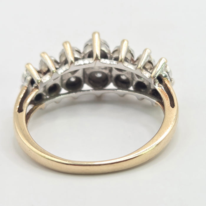 Vintage: 9ct Yellow Gold Twin Row Diamond Ring