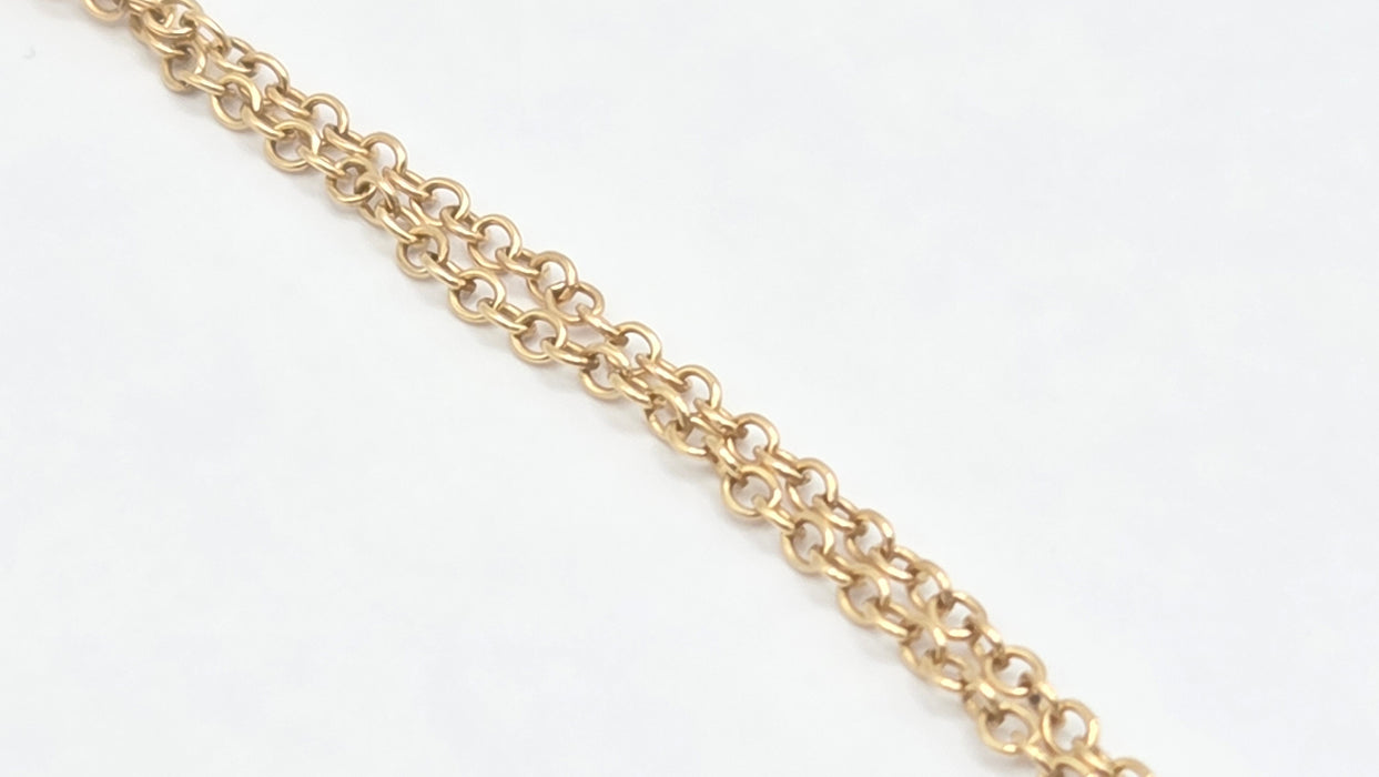 Vintage: 9ct Yellow Gold Blue Topaz & Diamond Triple Strand Chandelier Pendant Necklace
