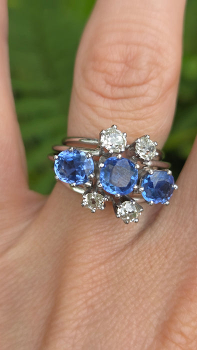 Vintage: 18ct White Gold Sapphire & Diamond Cocktail Ring — 2.90ct & 0.74ct