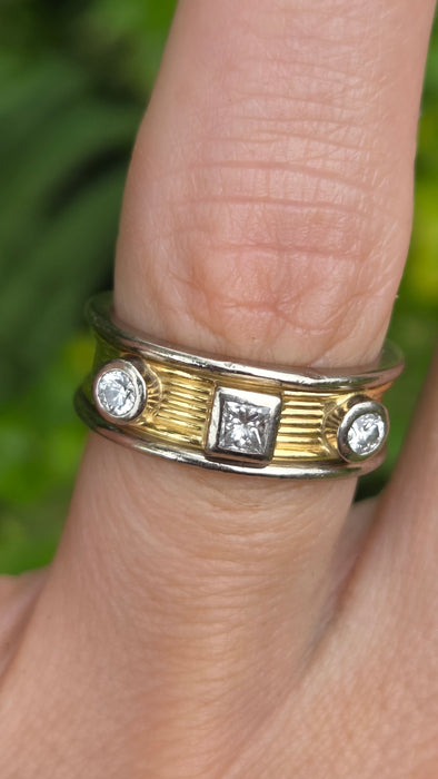 Saunders & Shepherd : Vintage: 18ct Yellow & White Gold Three Stone Diamond Ring — 0.50ct — From 2001