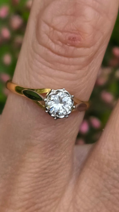 Vintage: 18ct Yellow Gold Diamond Solitaire Ring — 0.57ct