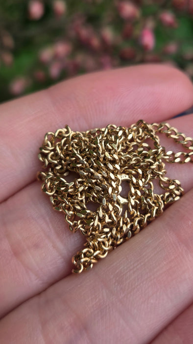 Vintage: 9ct Yellow Gold Sapphire & Diamond Flattened Curb Chain Necklace