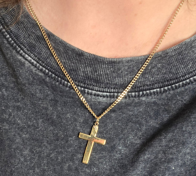 Vintage: 9ct Yellow Gold Natural Diamond Cross Pendant