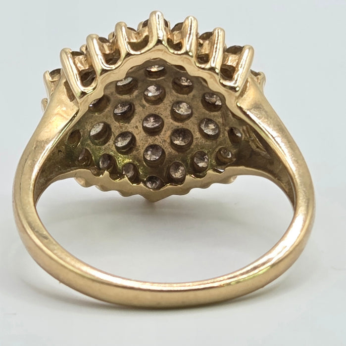 Vintage: 9ct Yellow Gold Champagne Diamond Cluster Ring