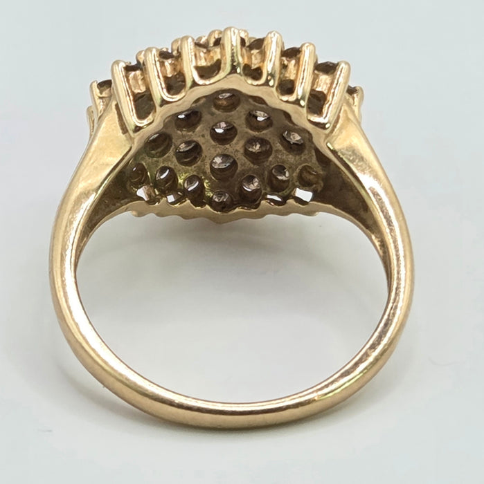 Vintage: 9ct Yellow Gold Champagne Diamond Cluster Ring